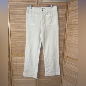 Faherty cream wide leg pants stretch slacks womans size 32 EUC